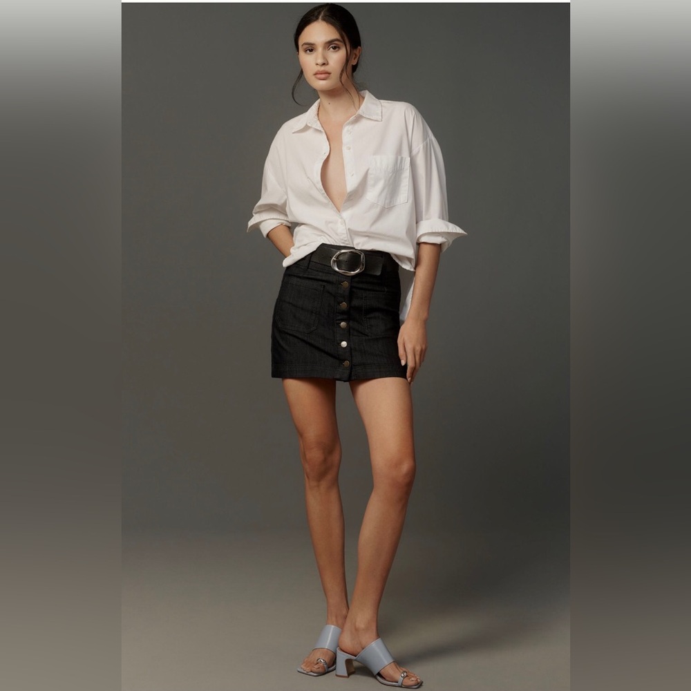 NWT Anthropologie Pilcro Button-Front Denim Mini Skirt, Size 14 - Picture 2 of 7